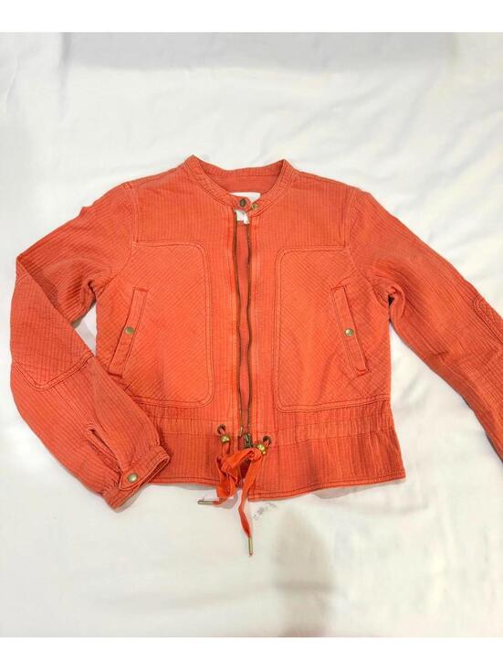 Anthropologie Jackets & Blazers - Anthropologie Coral Orange Joyce Quilted Textured Moto Full Zip Jacket- Size XS